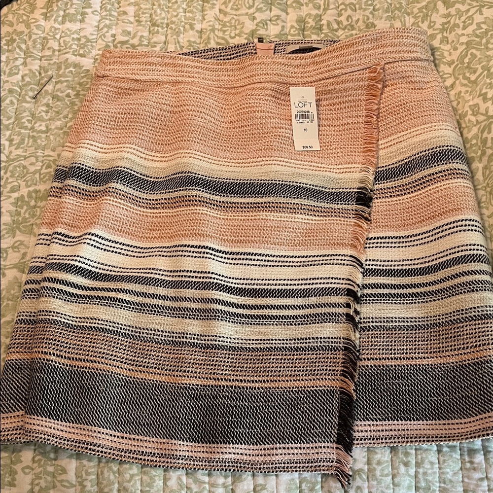 Ann Taylor A-Line Skirt - Pink and black Stripes